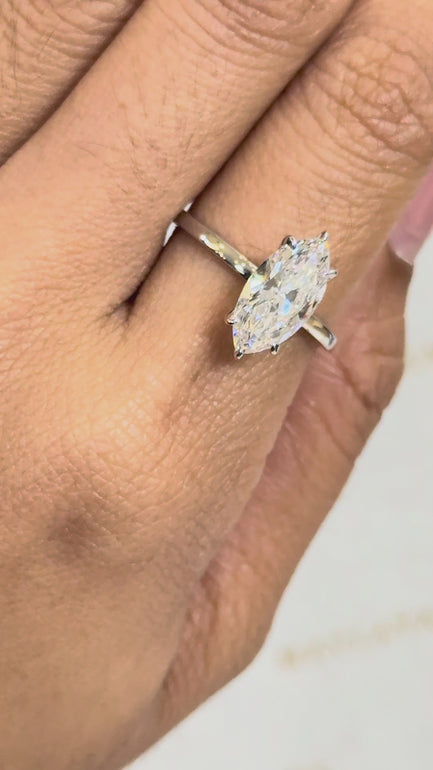 9K Gold 2.01 ct Marquise Diamond Ring | Maylaya Gems product video