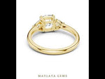 Load and play video in Gallery viewer, 2.09 ct Trillion Cushion Trilogy Lab-Grown Diamond Ring | Yellow Gold | Maylaya Gems

